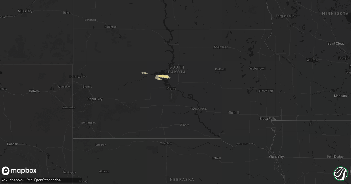 Hail map in South Dakota on September 27, 2026