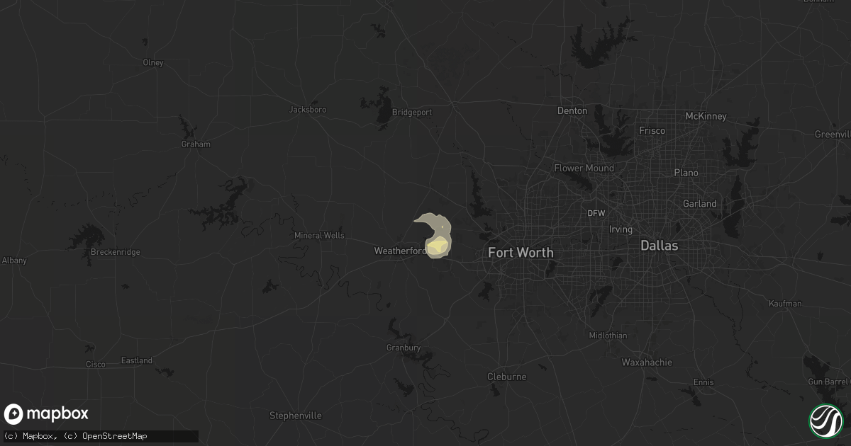 Hail map in Weatherford, TX on September 27, 2026