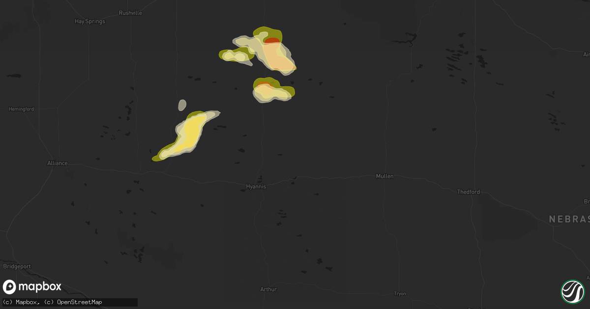 Hail map in Whitman, NE on September 27, 2026
