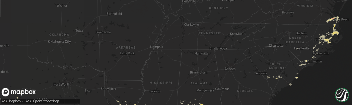 Hail map in Alabama on September 28, 2011