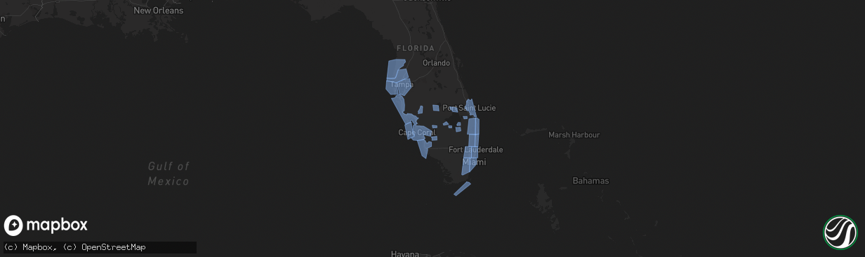 Hail map in Florida on September 28, 2014