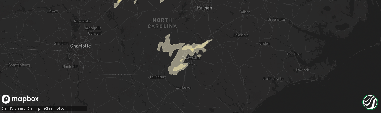 Hail map in Fayetteville, NC on September 28, 2016