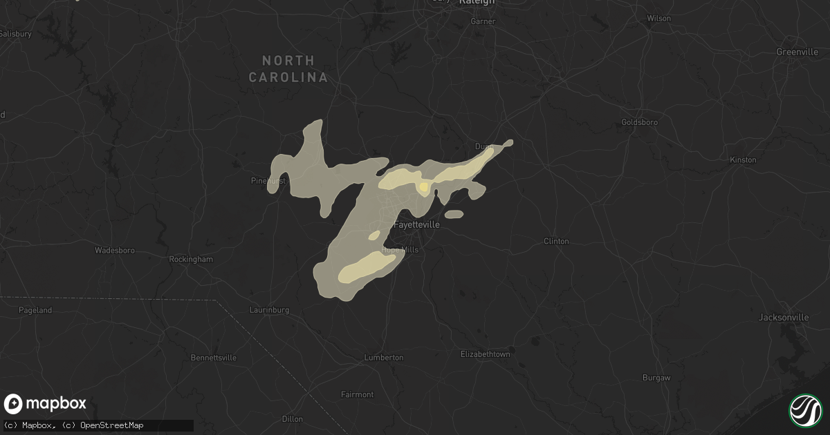Hail map in Fayetteville, NC on September 28, 2016