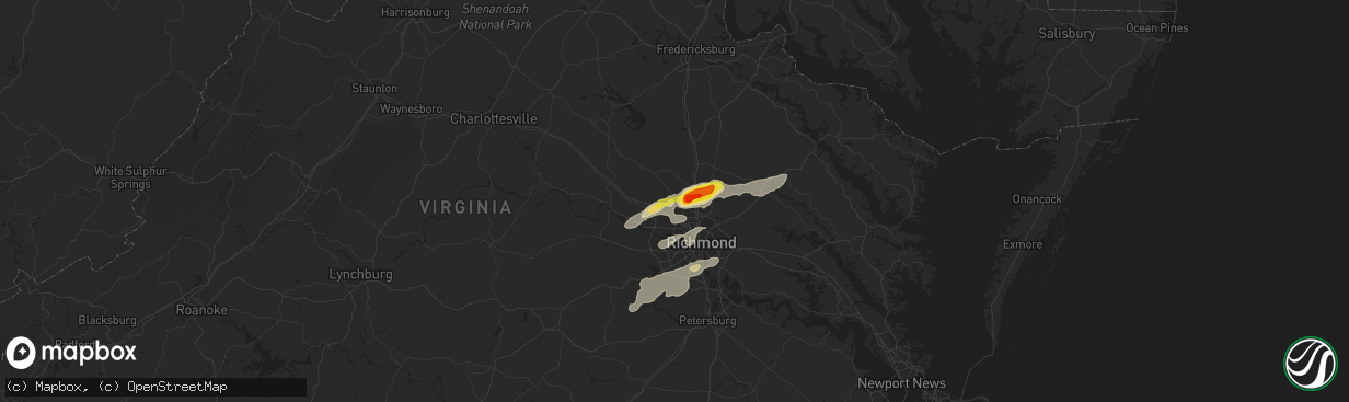 Hail map in Glen Allen, VA on September 28, 2016