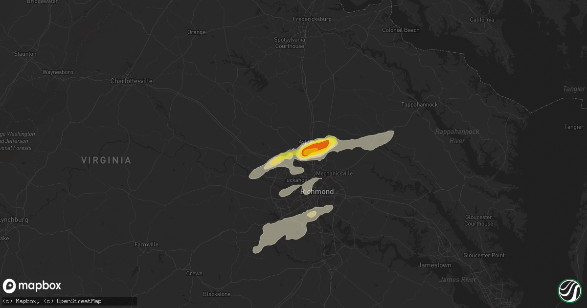 Hail map in Glen Allen, VA on September 28, 2016