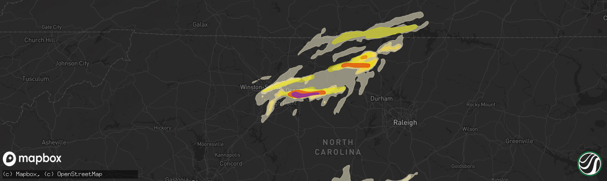 Hail map in Greensboro, NC on September 28, 2016