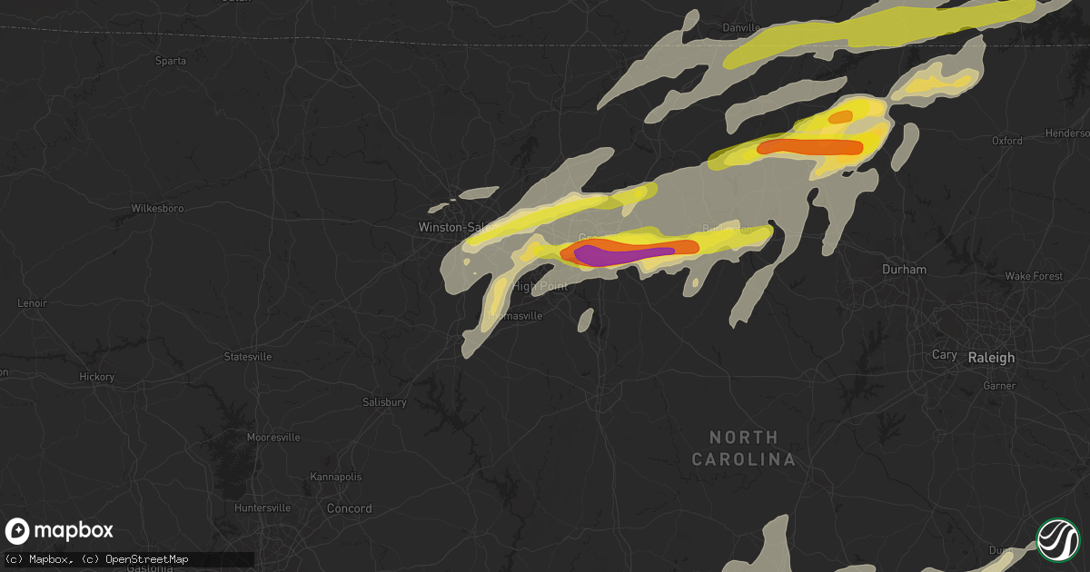 Hail map in High Point, NC on September 28, 2016