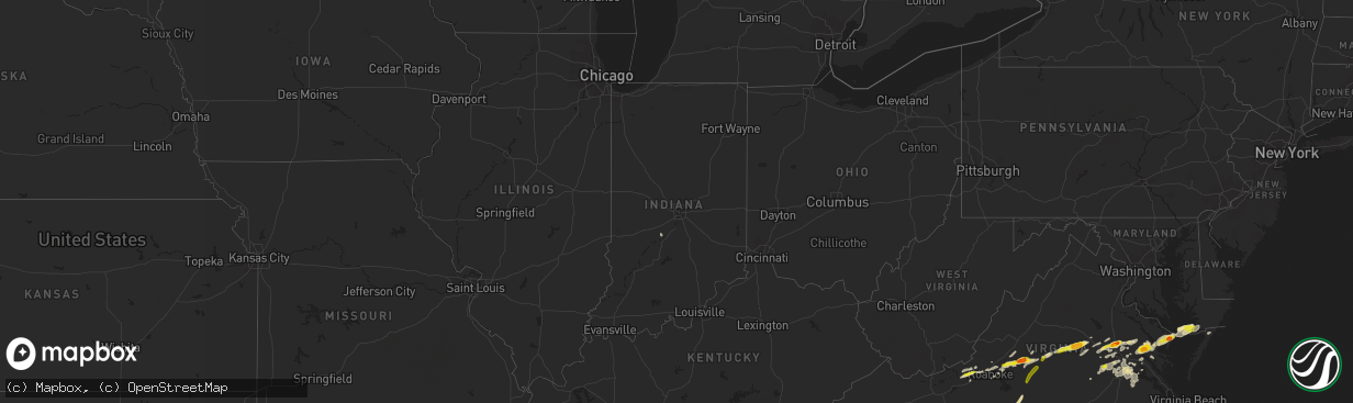 Hail map in Indiana on September 28, 2016