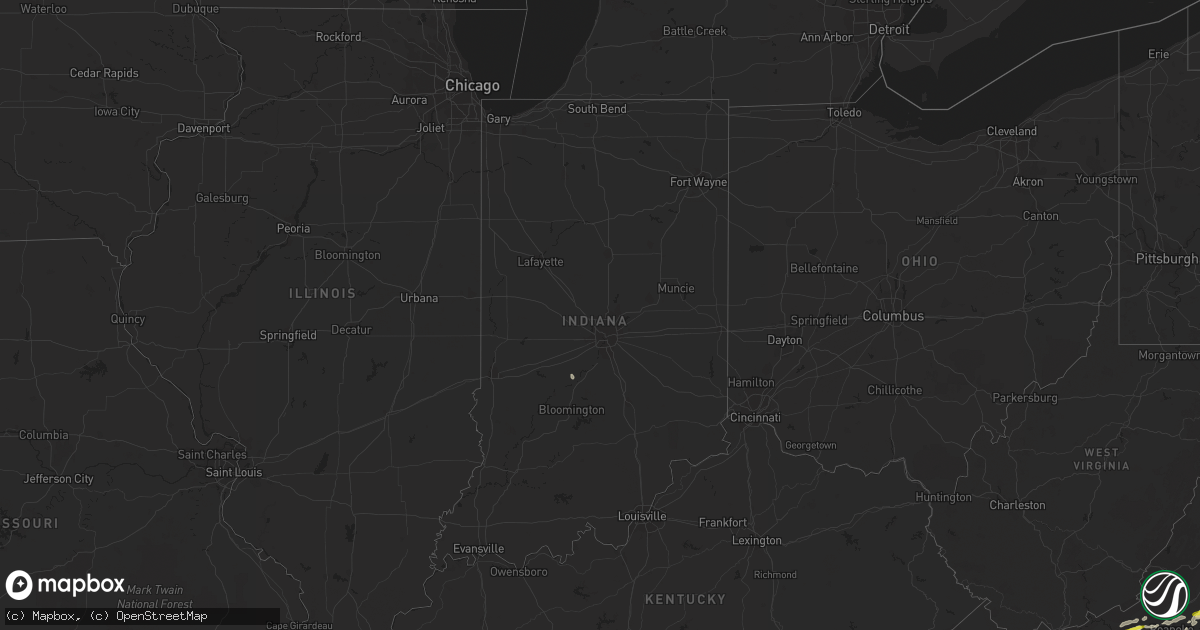 Hail map in Indiana on September 28, 2016