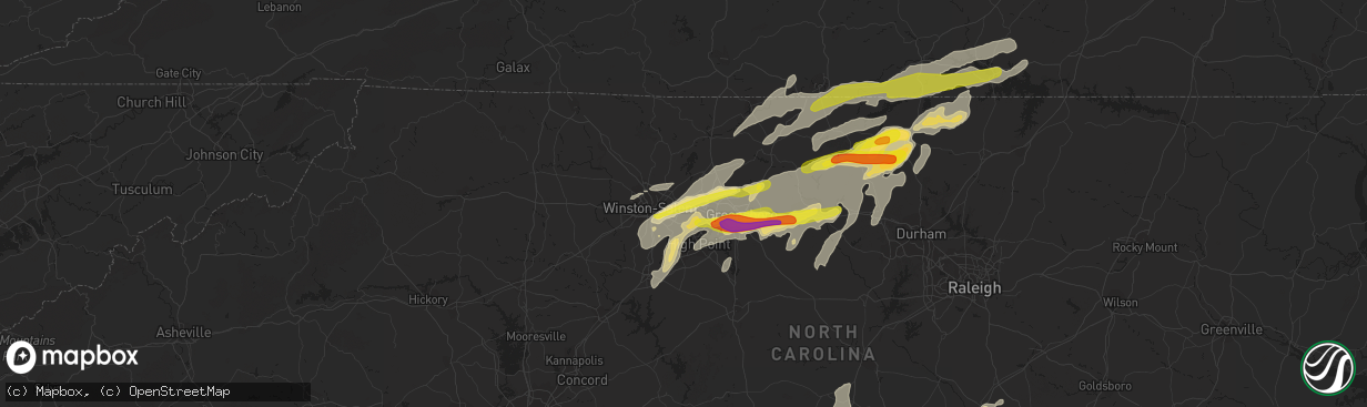 Hail map in Kernersville, NC on September 28, 2016