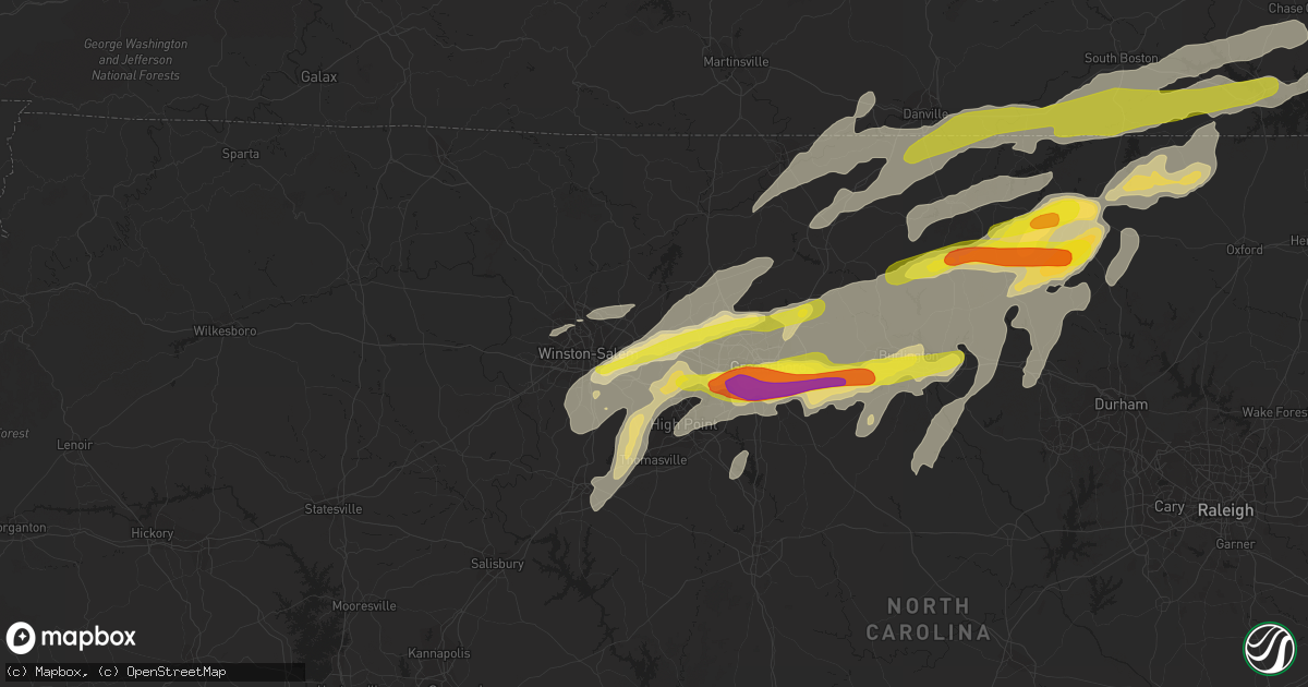Hail map in Kernersville, NC on September 28, 2016