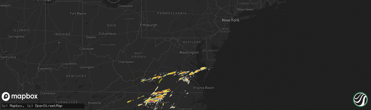 Hail map in Maryland on September 28, 2016