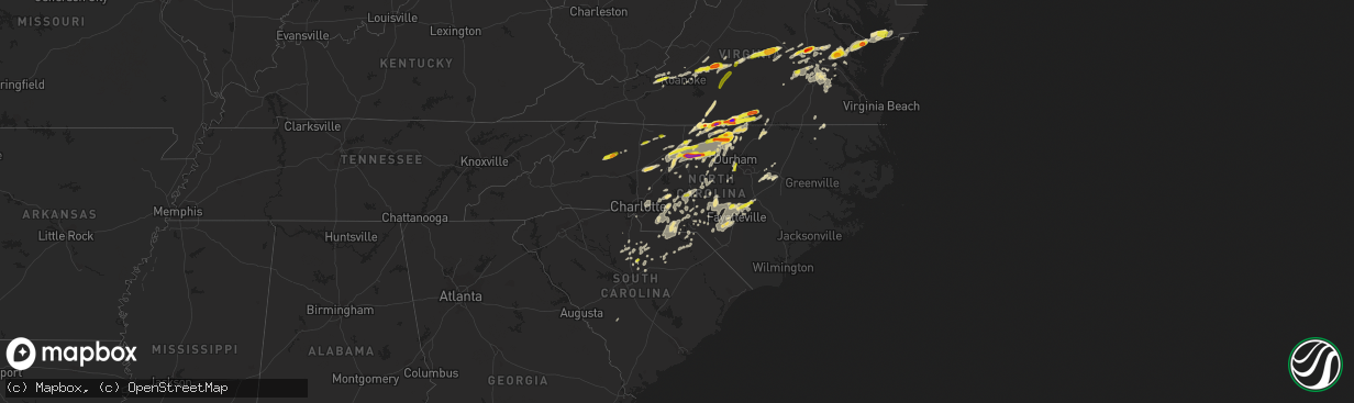 Hail map in North Carolina on September 28, 2016