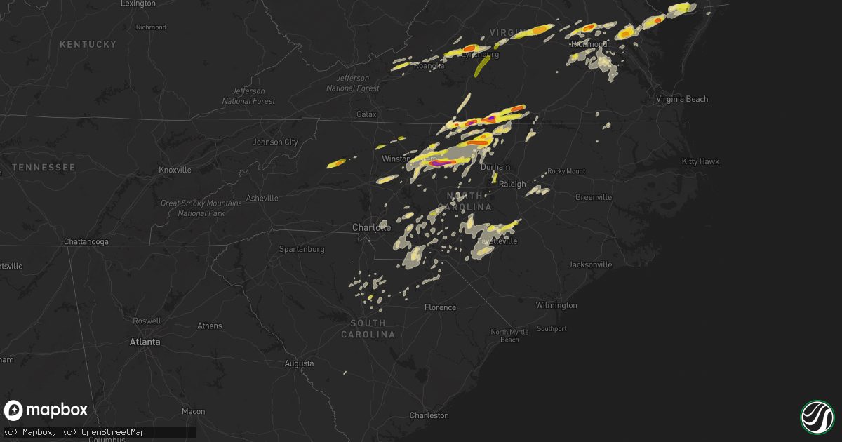 Hail map in North Carolina on September 28, 2016