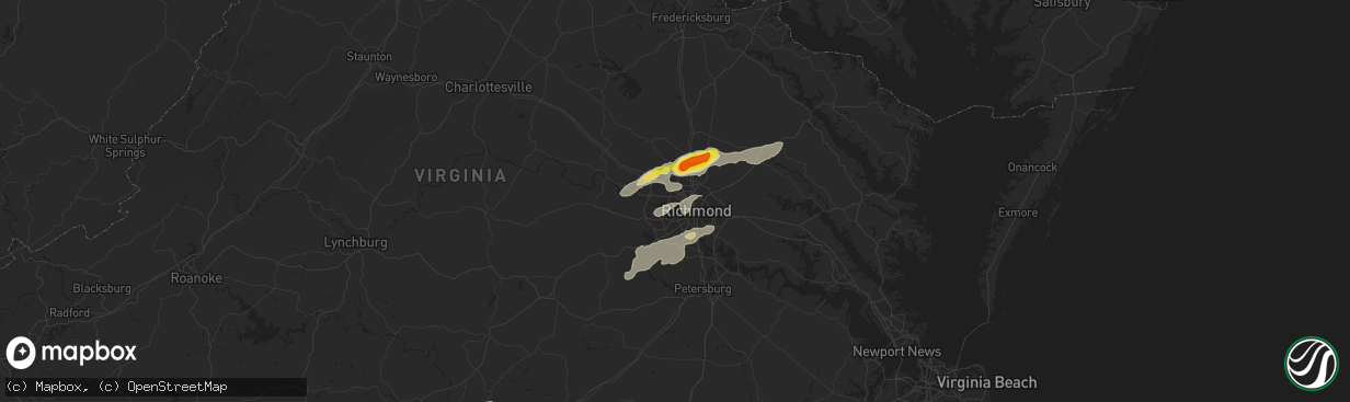 Hail map in Richmond, VA on September 28, 2016