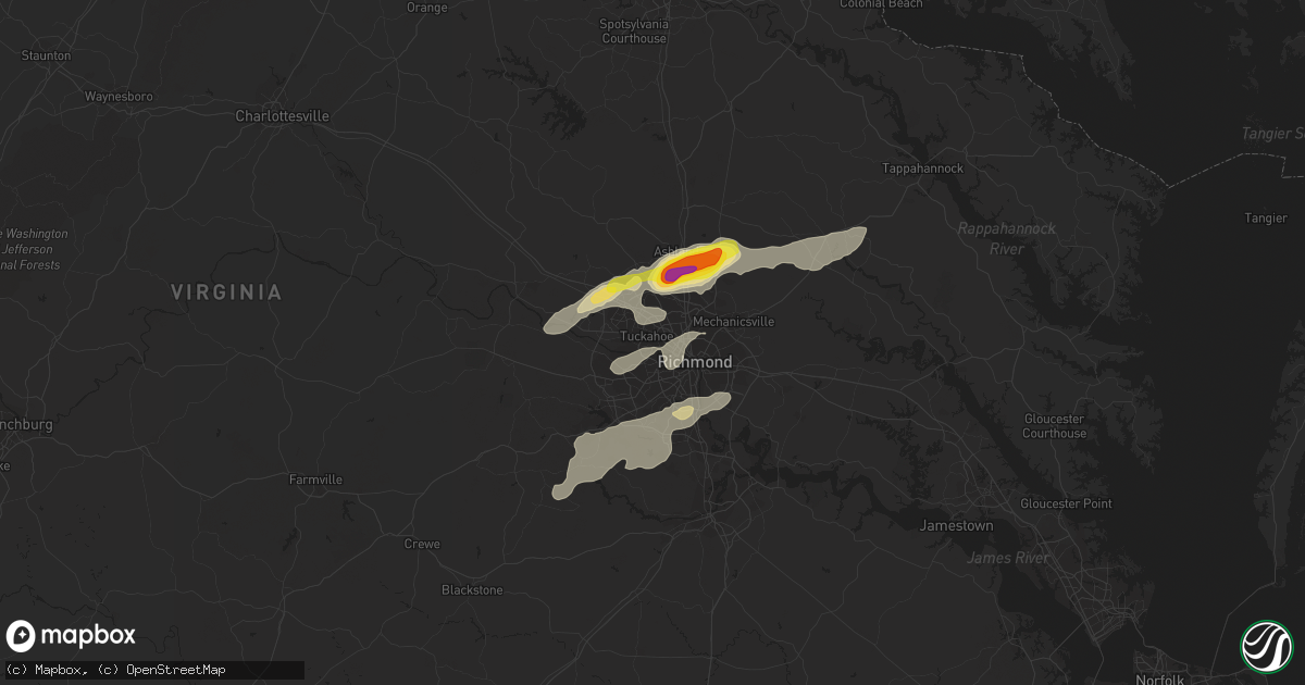 Hail map in Richmond, VA on September 28, 2016