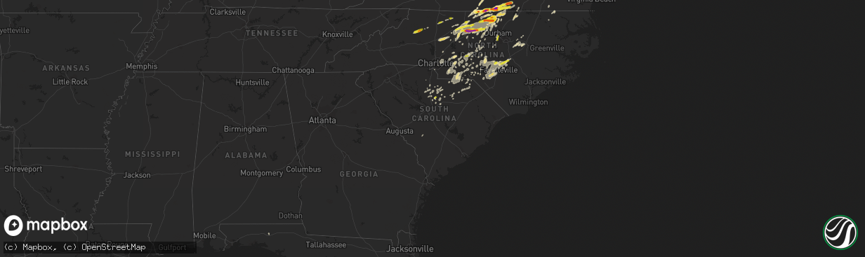 Hail map in South Carolina on September 28, 2016