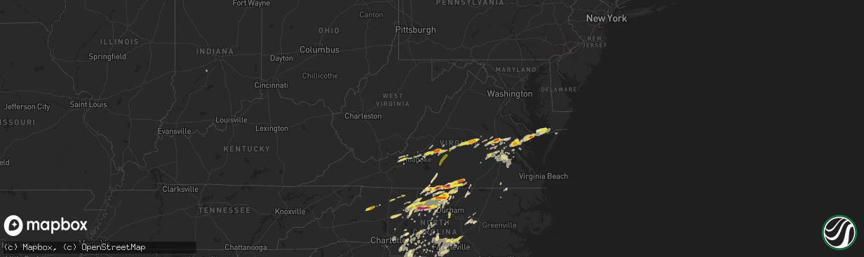 Hail map in Virginia on September 28, 2016