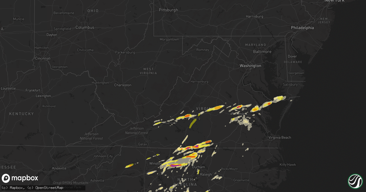 Hail map in Virginia on September 28, 2016