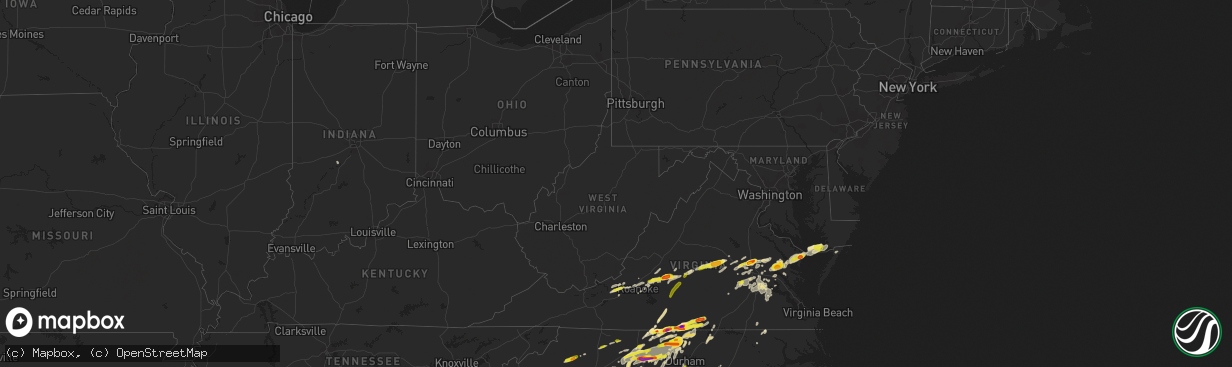 Hail map in West Virginia on September 28, 2016