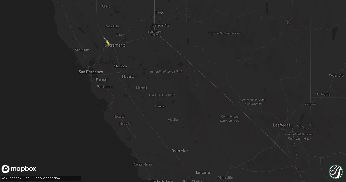 Hail map in California on September 28, 2019