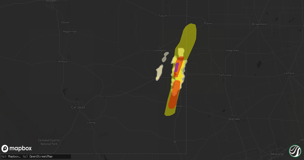 Hail map in Hobbs, NM on September 28, 2019