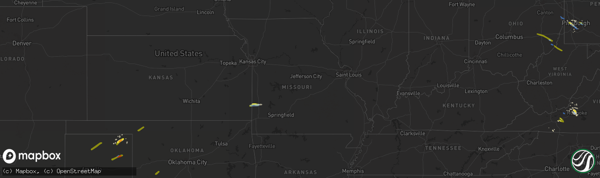 Hail map in Missouri on September 28, 2019