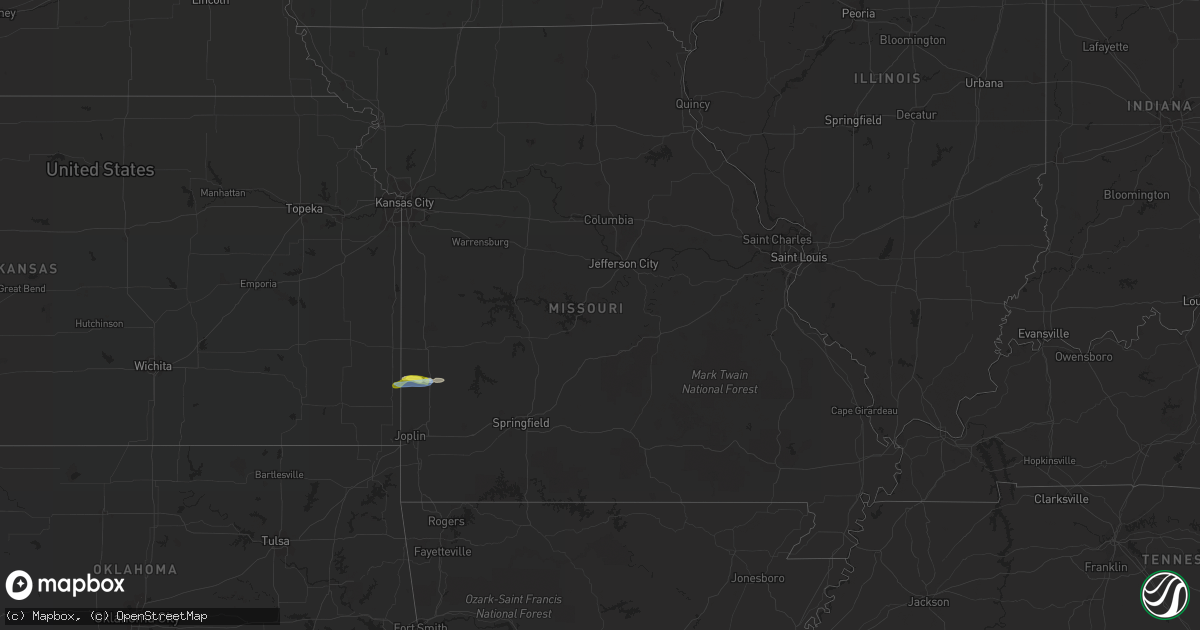 Hail map in Missouri on September 28, 2019