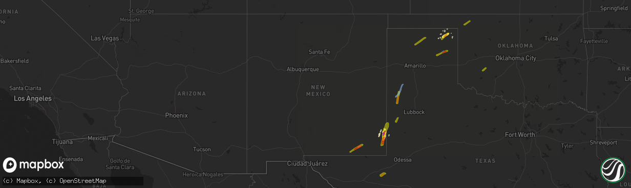 Hail map in New Mexico on September 28, 2019