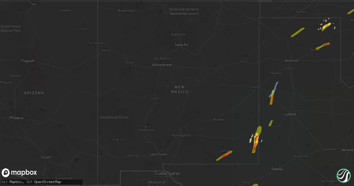 Hail map in New Mexico on September 28, 2019