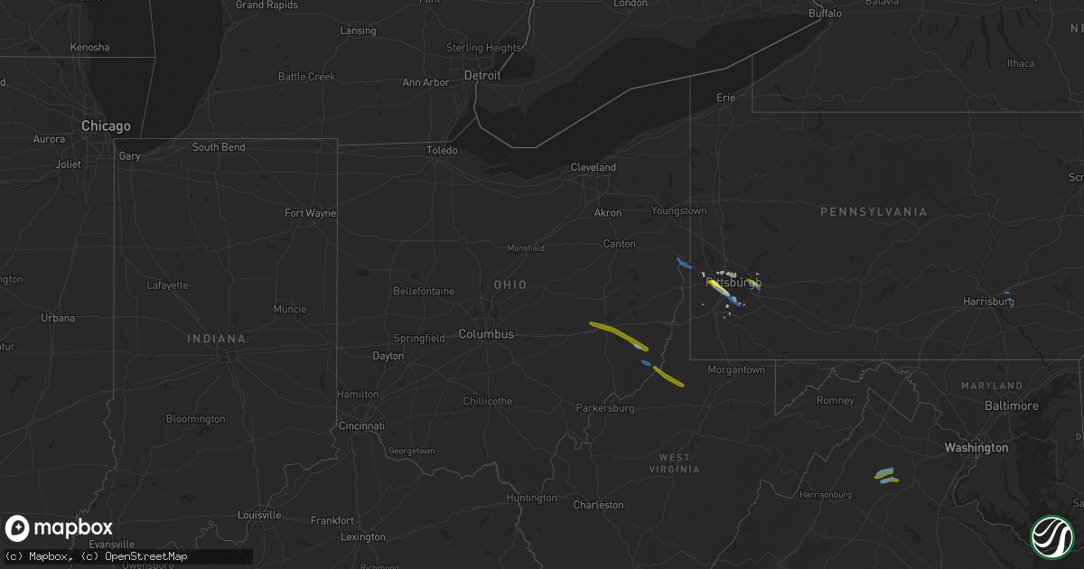 Hail map in Ohio on September 28, 2019