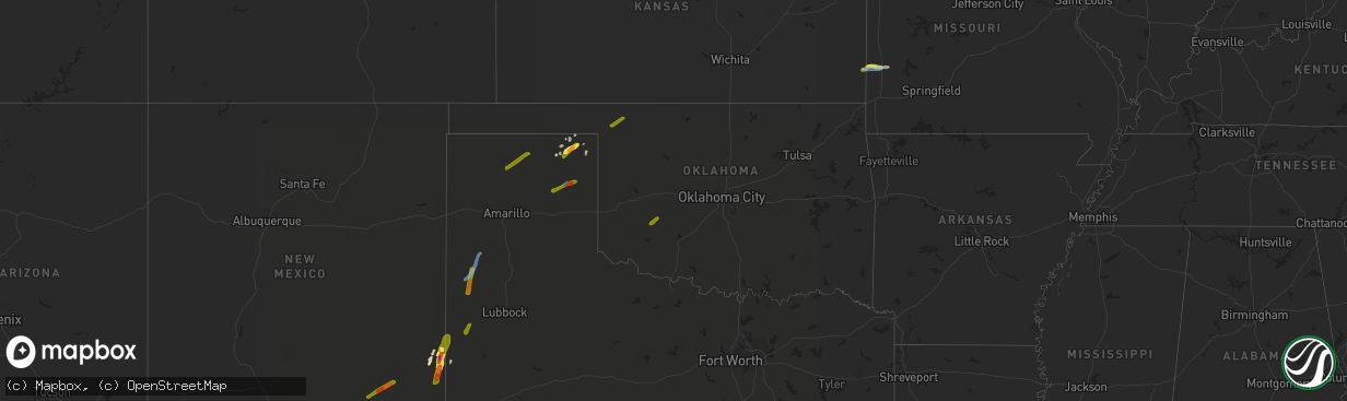 Hail map in Oklahoma on September 28, 2019