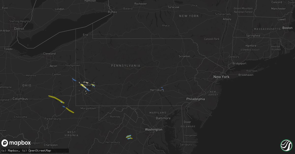 Hail map in Pennsylvania on September 28, 2019