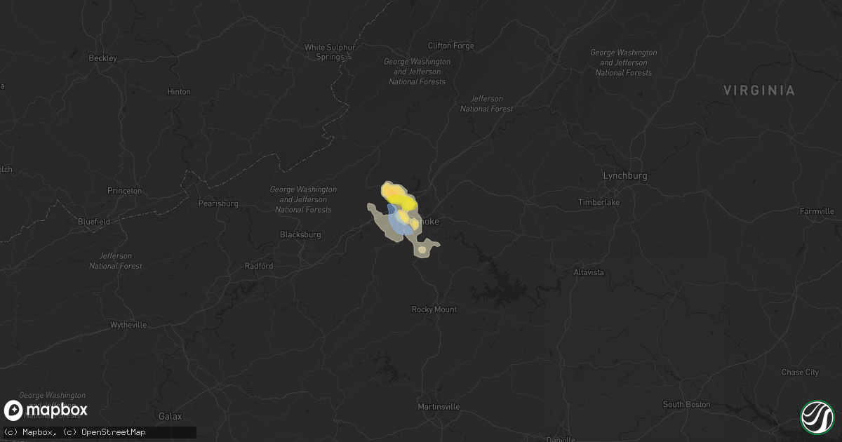 Hail map in Roanoke, VA on September 28, 2019