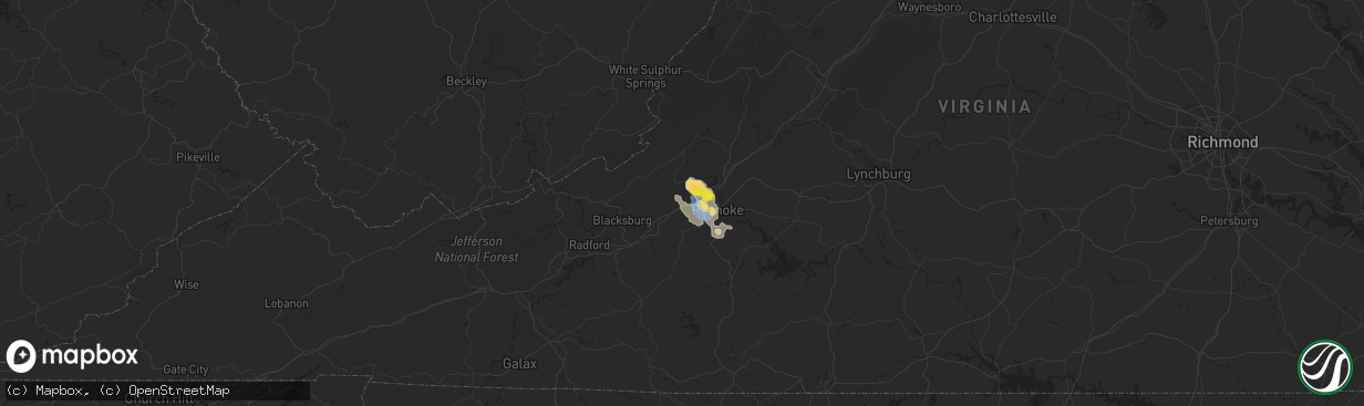 Hail map in Salem, VA on September 28, 2019