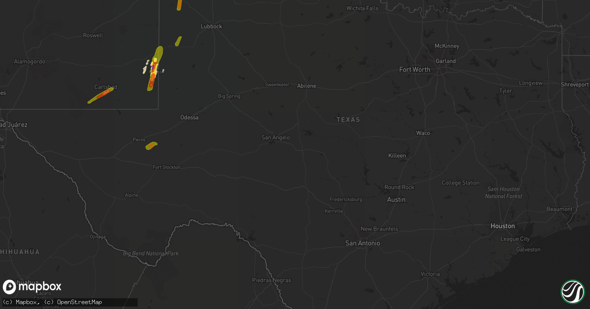 Hail map in Texas on September 28, 2019