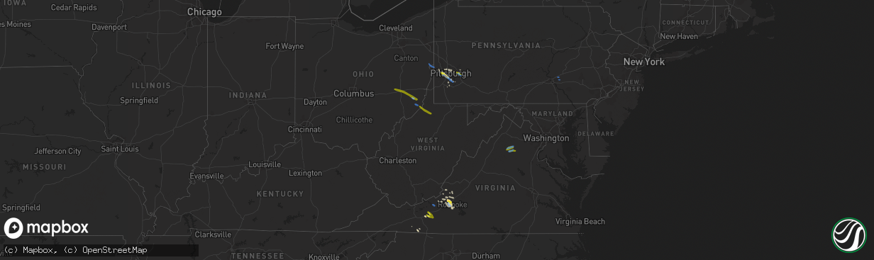 Hail map in West Virginia on September 28, 2019