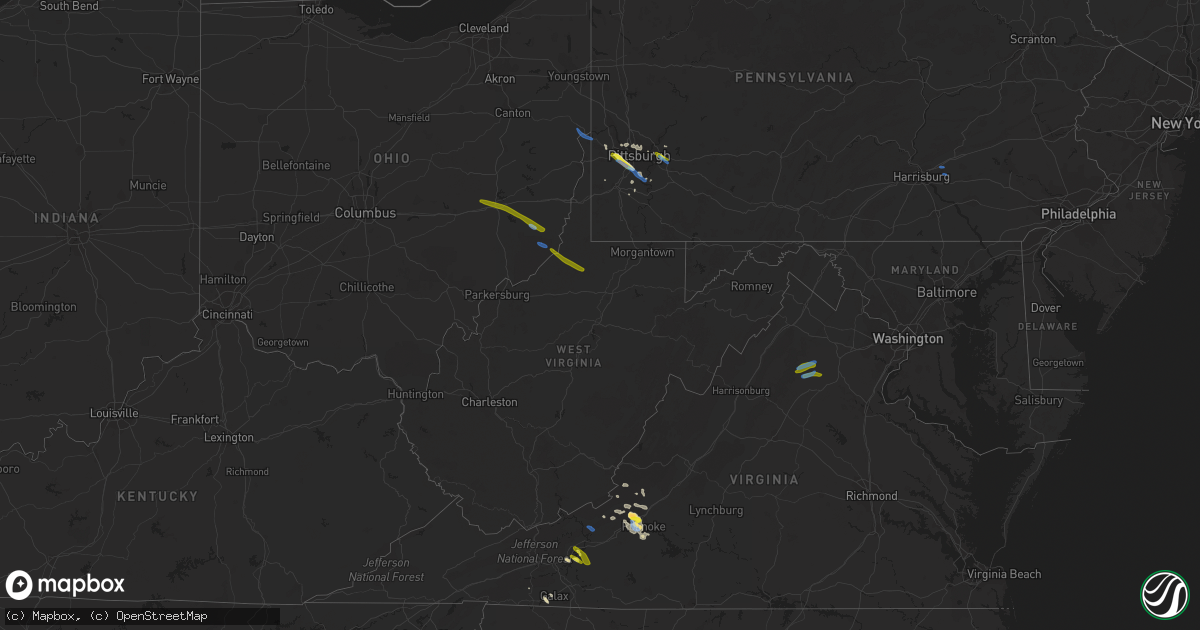 Hail map in West Virginia on September 28, 2019