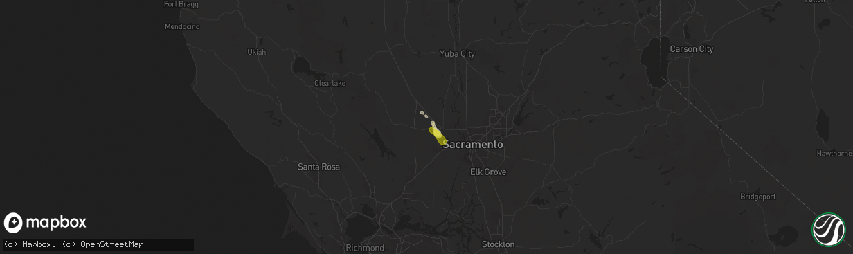 Hail map in Woodland, CA on September 28, 2019