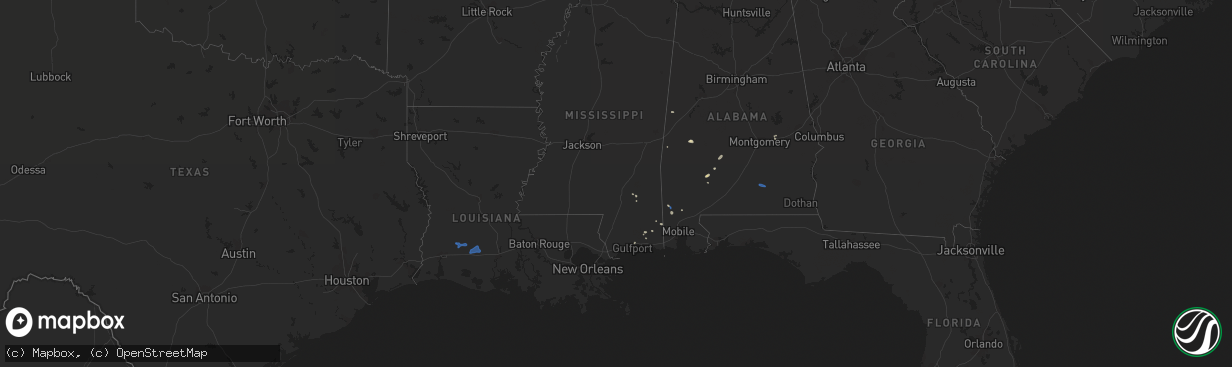 Hail map in Alabama on September 28, 2020