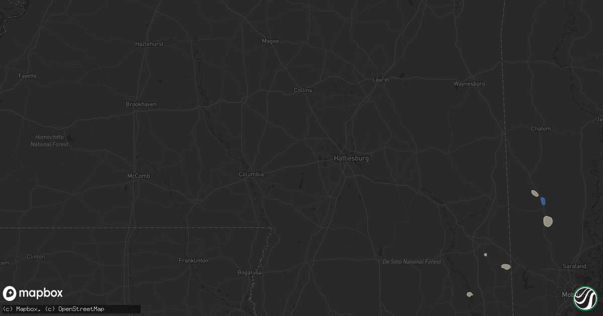 Hail map in Kinder, LA on September 28, 2020