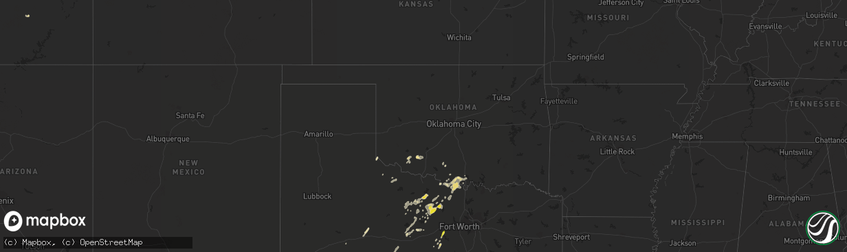 Hail map in Oklahoma on September 28, 2021