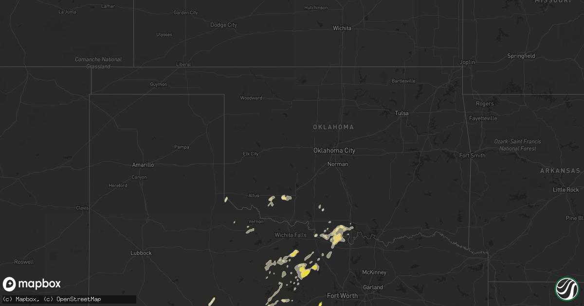 Hail map in Oklahoma on September 28, 2021