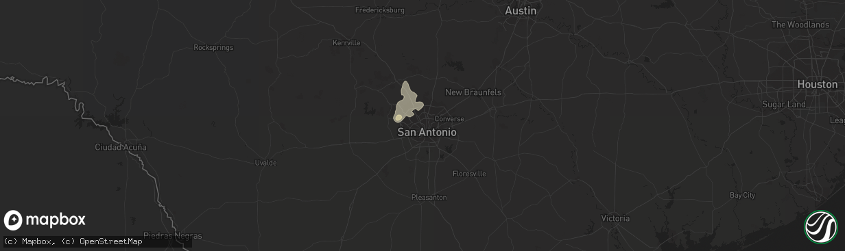 Hail map in San Antonio, TX on September 28, 2021