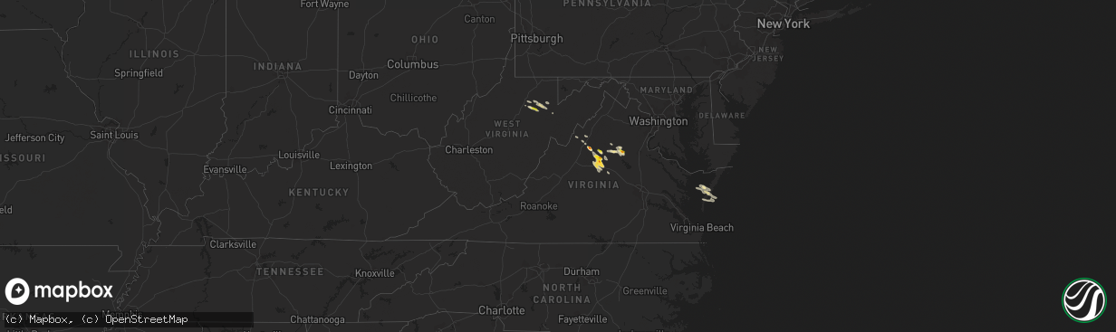 Hail map in Virginia on September 28, 2021