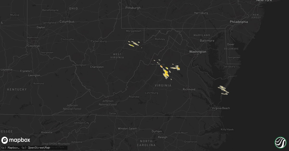 Hail map in Virginia on September 28, 2021
