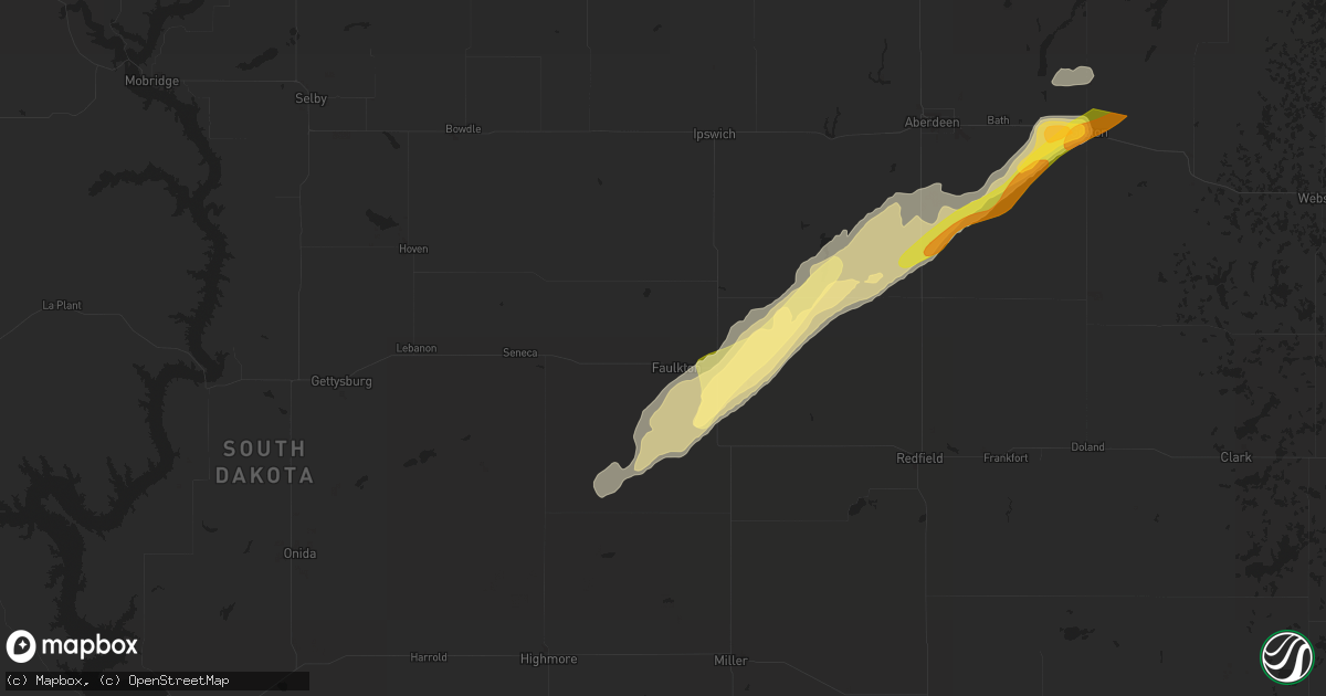 Hail map in Faulkton, SD on September 28, 2023