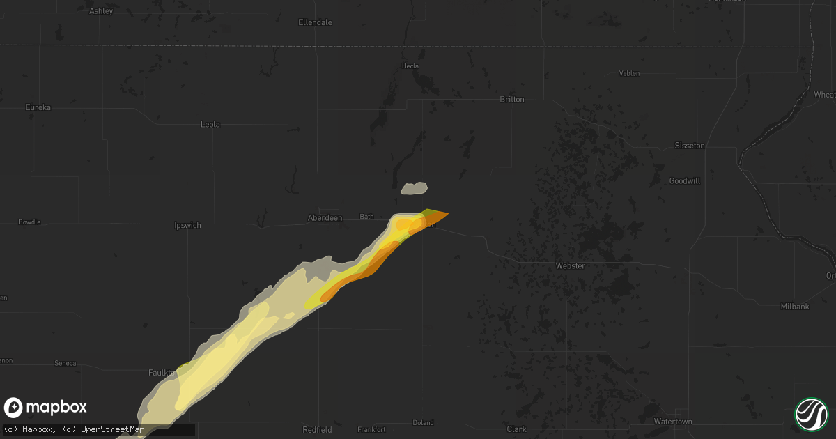 Hail map in Groton, SD on September 28, 2023