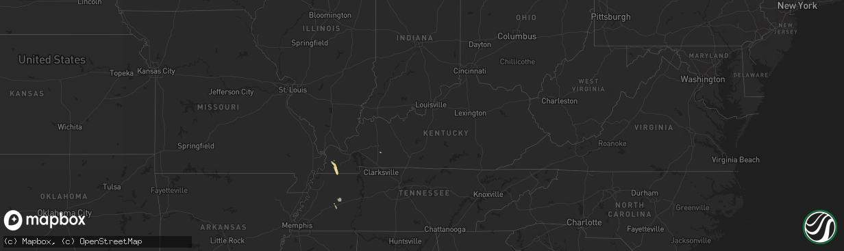 Hail map in Kentucky on September 28, 2023