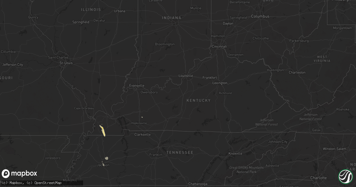 Hail map in Kentucky on September 28, 2023